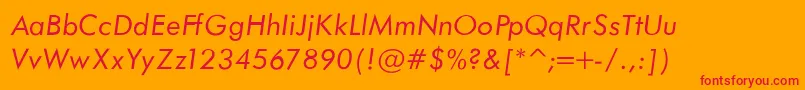 FuturaBookNormalItalicRegular Font – Red Fonts on Orange Background