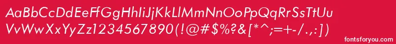 FuturaBookNormalItalicRegular Font – White Fonts on Red Background