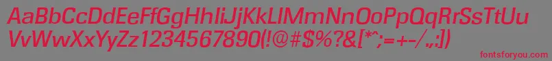 フォントRochesterserialMediumItalic – 赤い文字の灰色の背景