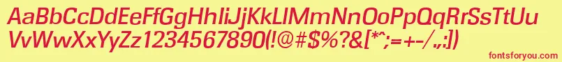 Police RochesterserialMediumItalic – polices rouges sur fond jaune