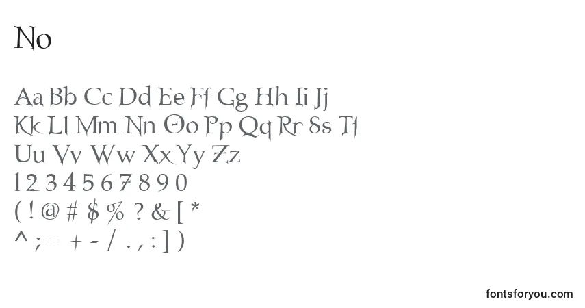 A fonte No – alfabeto, números, caracteres especiais