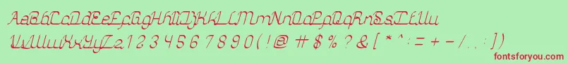 AuthenticLoveLight Font – Red Fonts on Green Background