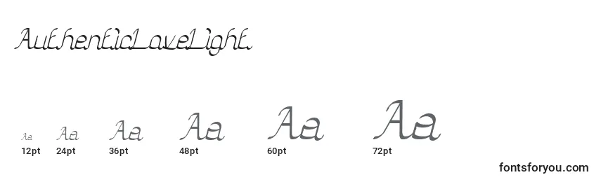 AuthenticLoveLight Font Sizes