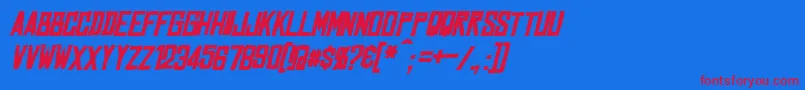 フォントMarstonBoldItalic – 赤い文字の青い背景