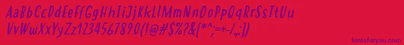 HastolerRegularItalic-Schriftart – Violette Schriften auf rotem Hintergrund