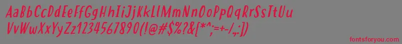 フォントHastolerRegularItalic – 赤い文字の灰色の背景