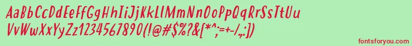 HastolerRegularItalic Font – Red Fonts on Green Background