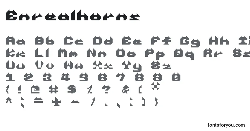 Schriftart Enrealhorns – Alphabet, Zahlen, spezielle Symbole