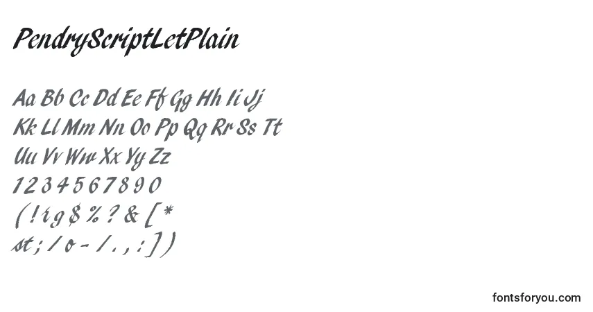 Schriftart PendryScriptLetPlain – Alphabet, Zahlen, spezielle Symbole