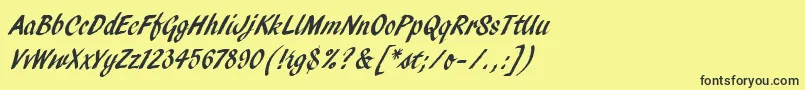 PendryScriptLetPlain Font – Black Fonts on Yellow Background