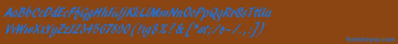 PendryScriptLetPlain-Schriftart – Blaue Schriften auf braunem Hintergrund