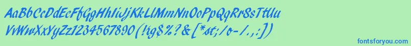 PendryScriptLetPlain Font – Blue Fonts on Green Background