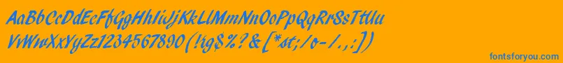 PendryScriptLetPlain-Schriftart – Blaue Schriften auf orangefarbenem Hintergrund