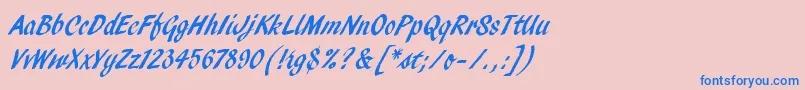 PendryScriptLetPlain-Schriftart – Blaue Schriften auf rosa Hintergrund