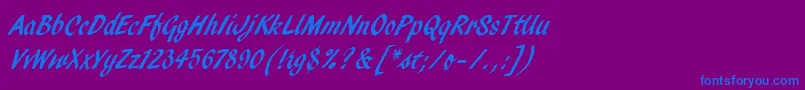 PendryScriptLetPlain Font – Blue Fonts on Purple Background