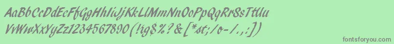 フォントPendryScriptLetPlain – 緑の背景に灰色の文字