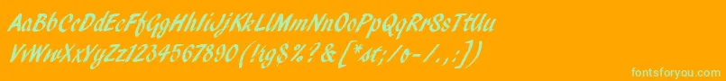 PendryScriptLetPlain Font – Green Fonts on Orange Background