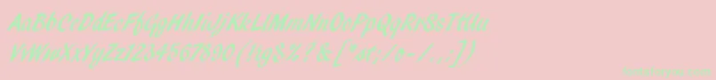 PendryScriptLetPlain-Schriftart – Grüne Schriften auf rosa Hintergrund