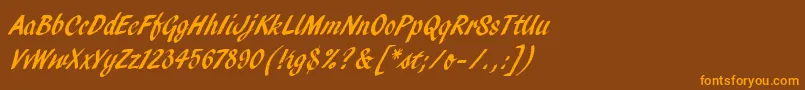 PendryScriptLetPlain Font – Orange Fonts on Brown Background