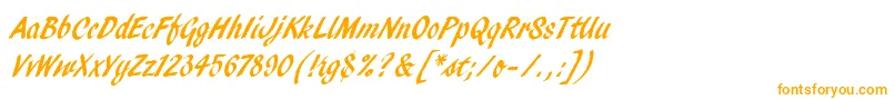 PendryScriptLetPlain-fontti – oranssit fontit valkoisella taustalla