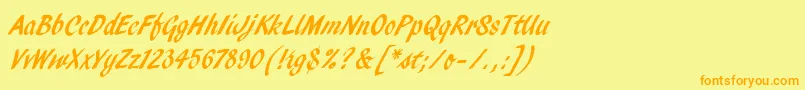 PendryScriptLetPlain-Schriftart – Orangefarbene Schriften auf gelbem Hintergrund