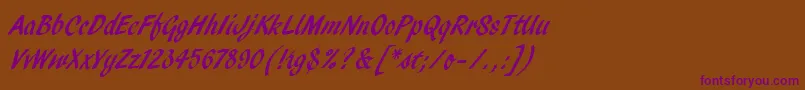 PendryScriptLetPlain-fontti – violetit fontit ruskealla taustalla