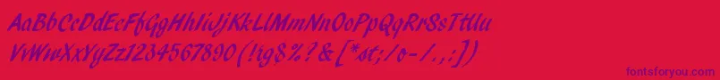 フォントPendryScriptLetPlain – 赤い背景に紫のフォント