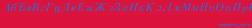 CzarItalic Font – Blue Fonts on Red Background