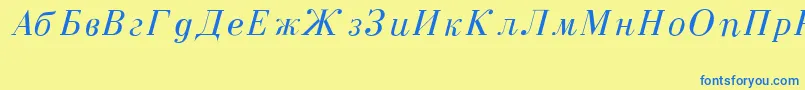 CzarItalic-fontti – siniset fontit keltaisella taustalla