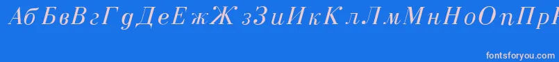 Czcionka CzarItalic – różowe czcionki na niebieskim tle