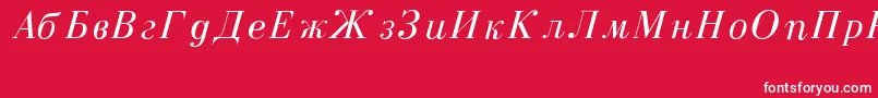 フォントCzarItalic – 赤い背景に白い文字