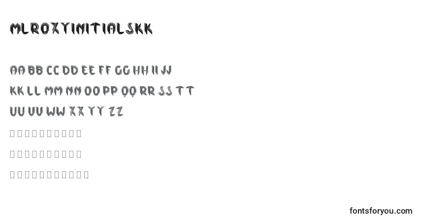 A fonte MlRoxyInitialsKk – alfabeto, números, caracteres especiais