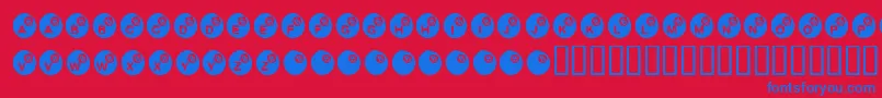 Weitere Informationen zur KrEightBall-Schriftart KrEightBall-Schriftart – Blaue Schriften auf rotem Hintergrund