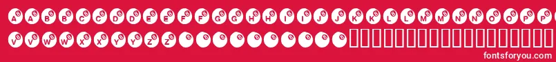 KrEightBall-fontti – valkoiset fontit punaisella taustalla