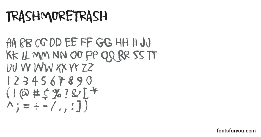 Czcionka TrashMoreTrash – alfabet, cyfry, specjalne znaki