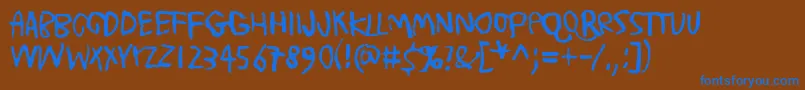 TrashMoreTrash Font – Blue Fonts on Brown Background
