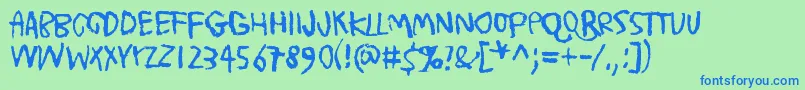 TrashMoreTrash Font – Blue Fonts on Green Background