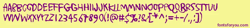 TrashMoreTrash-Schriftart – Violette Schriften auf gelbem Hintergrund