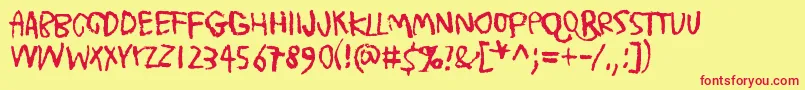 TrashMoreTrash Font – Red Fonts on Yellow Background