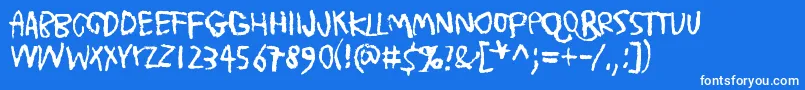 TrashMoreTrash-Schriftart – Weiße Schriften auf blauem Hintergrund