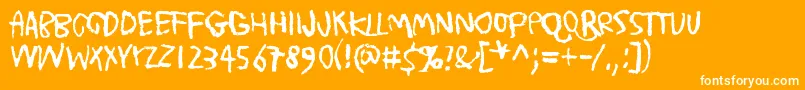 TrashMoreTrash-fontti – valkoiset fontit oranssilla taustalla