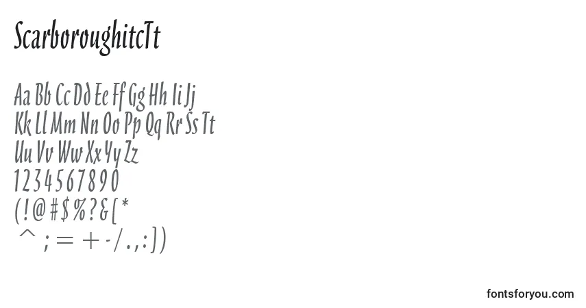 Czcionka ScarboroughitcTt – alfabet, cyfry, specjalne znaki