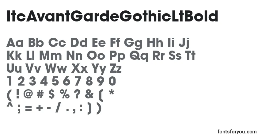 Шрифт ItcAvantGardeGothicLtBold – алфавит, цифры, специальные символы