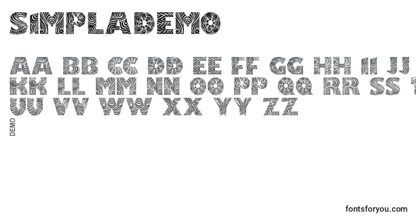 Шрифт SimplaDemo – алфавит, цифры, специальные символы