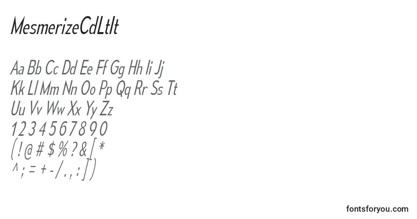 Czcionka MesmerizeCdLtIt – alfabet, cyfry, specjalne znaki