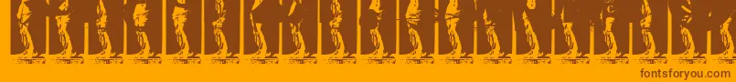 Kinkyv-Schriftart – Braune Schriften auf orangefarbenem Hintergrund
