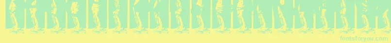 フォントKinkyv – 黄色い背景に緑の文字
