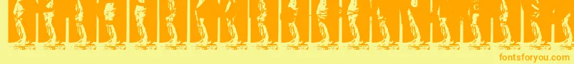 Fonte Kinkyv – fontes laranjas em um fundo amarelo