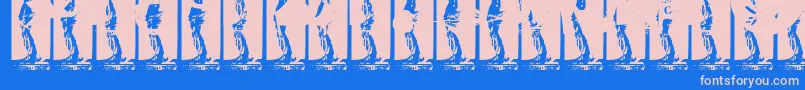 Kinkyv-Schriftart – Rosa Schriften auf blauem Hintergrund
