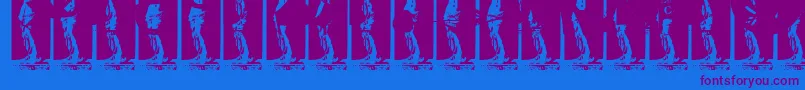Czcionka Kinkyv – fioletowe czcionki na niebieskim tle